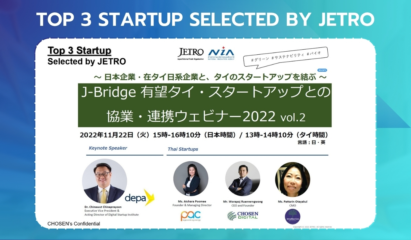 TOP 3 STARTUP SELECTED BY JETRO